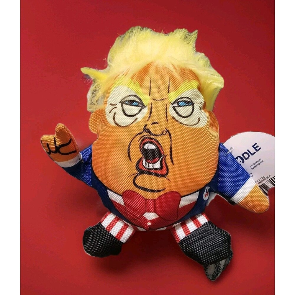 Donald Trump Red Bowtie Political Parody Pet Dog Chew Toy with Squeaker NWT